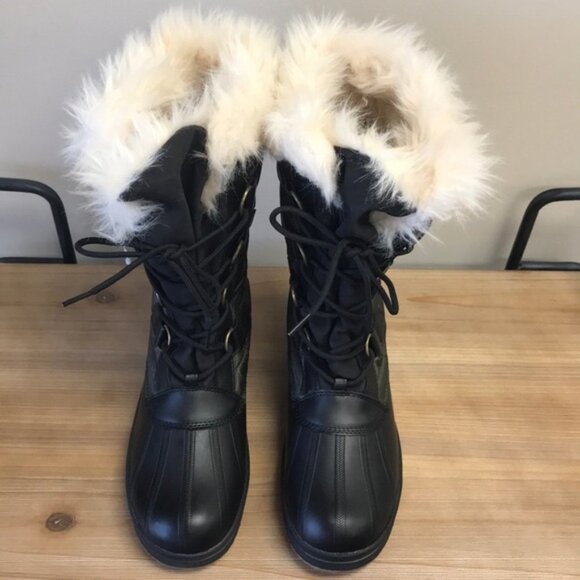 London Fog Quilted Winter Boots - Black and Green - Picture 2 of 5